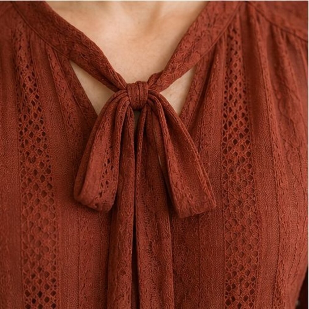 Rust Button Blouse - Picture 4 of 6